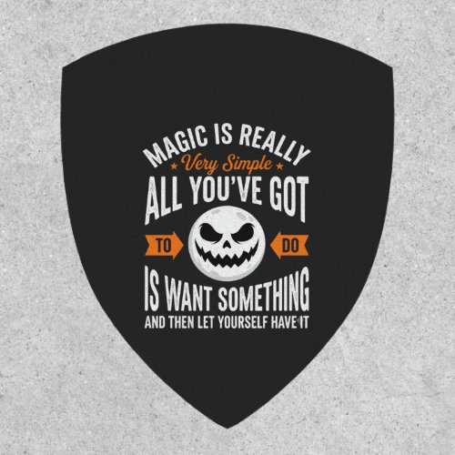 Halloween Magic Quote Pumpkin Face Design Patch