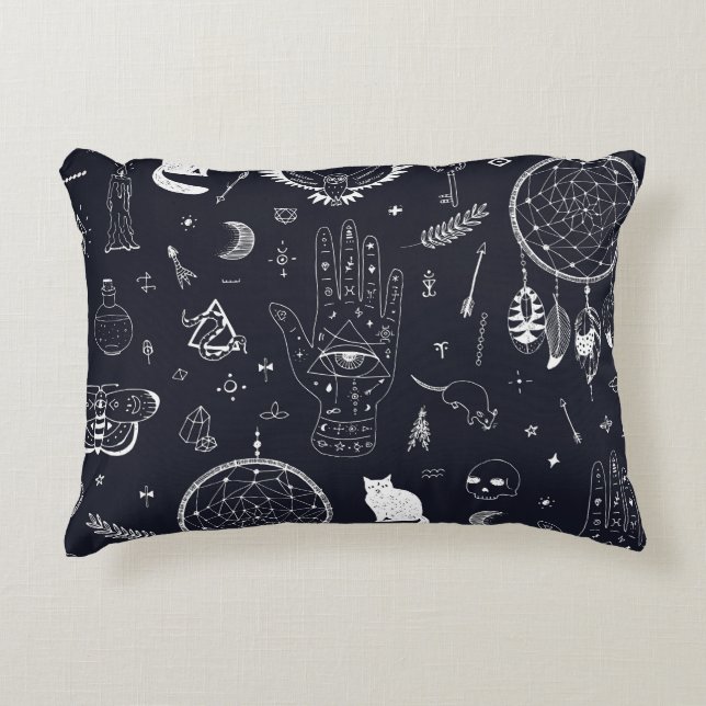 Halloween Magic: Vintage Doodle Pattern. Accent Pillow (Front)
