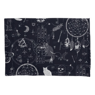 Halloween Magic: Vintage Doodle Pattern. Pillow Case