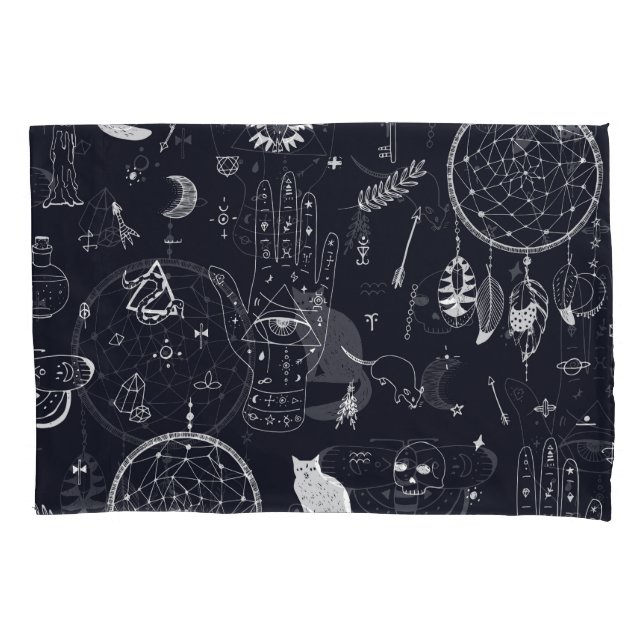 Halloween Magic: Vintage Doodle Pattern. Pillow Case (Front)