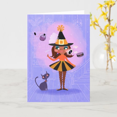 Halloween Magic Witch Pearl Card