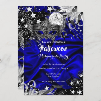 Halloween Magical Night Masquerade Party blue Invitation
