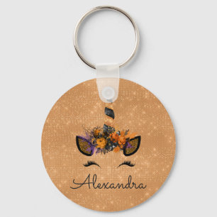 Halloween Magical Unicorn Sparkle Monogram Keychain