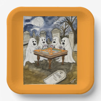 Halloween Mahjong Ghosts Paper Plates