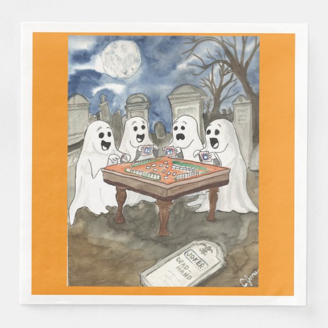 Halloween Mahjong Paper Dinner Napkins (Front)