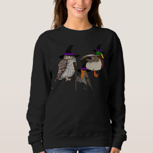 Halloween Mallard Owl Robin Birds Birder Animal Fu Sweatshirt