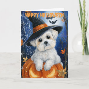 Halloween Maltese Dog Holiday Card