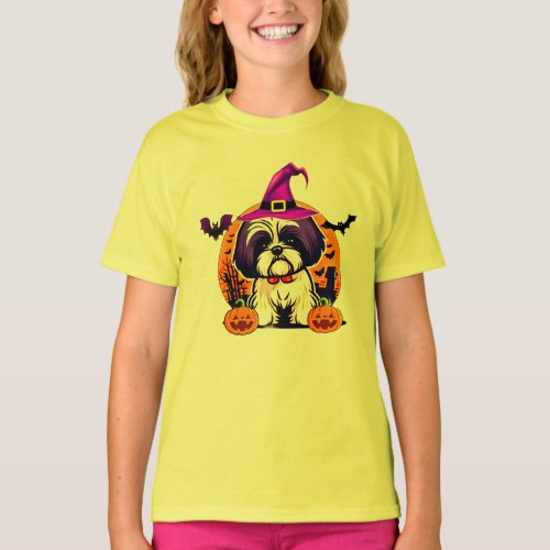 Halloween Maltese Shih Tzu dog  T_Shirt