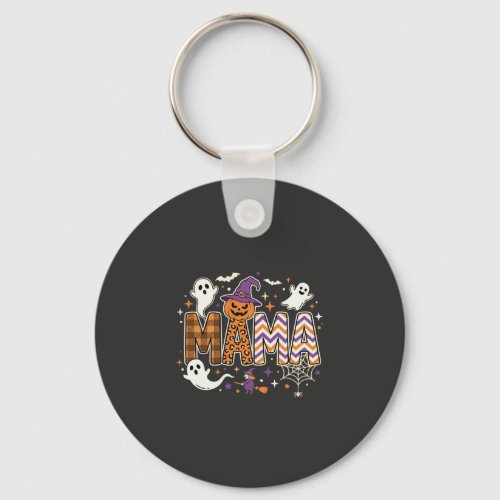Halloween Mama Ghosts Witch and Pumpkin Graphic Keychain