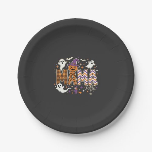 Halloween Mama Ghosts Witch and Pumpkin Graphic Paper Plates