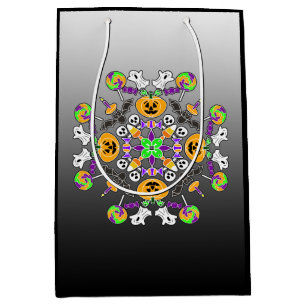 Halloween Mandala Ghosts, Pumpkins, Bats and Skull Medium Gift Bag