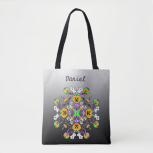 Halloween Mandala Ghosts, Pumpkins, Bats and Skull Tote Bag