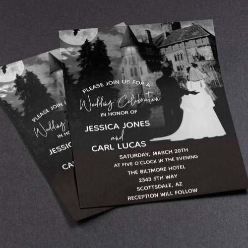 Halloween Mansion Couple Wedding October Invitatio Flyer