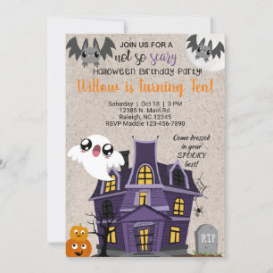 Halloween mansion not so scary birthday invite. invitation
