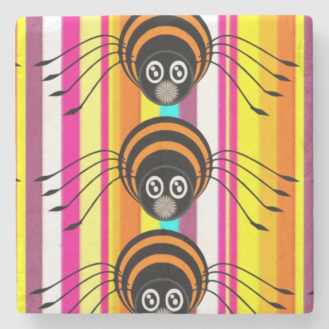 Halloween Marble Stone Coaster, Spider Stone Coaster (Front)