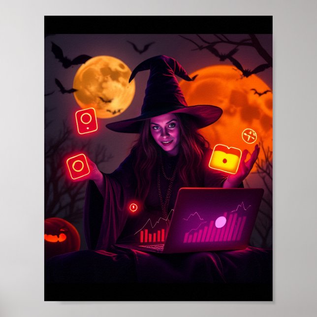 Halloween Marketing Wizard Poster – Magic Art (Front)