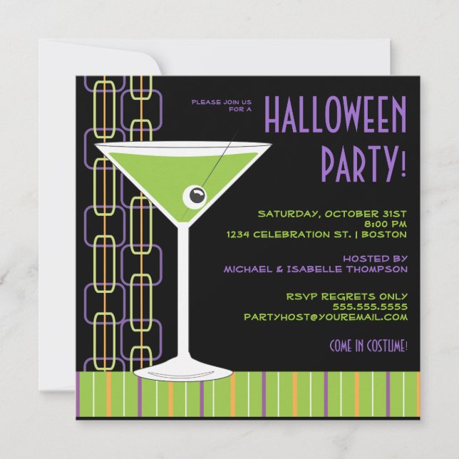 Halloween Martini Eyeball Cocktail Party Invitation (Front)