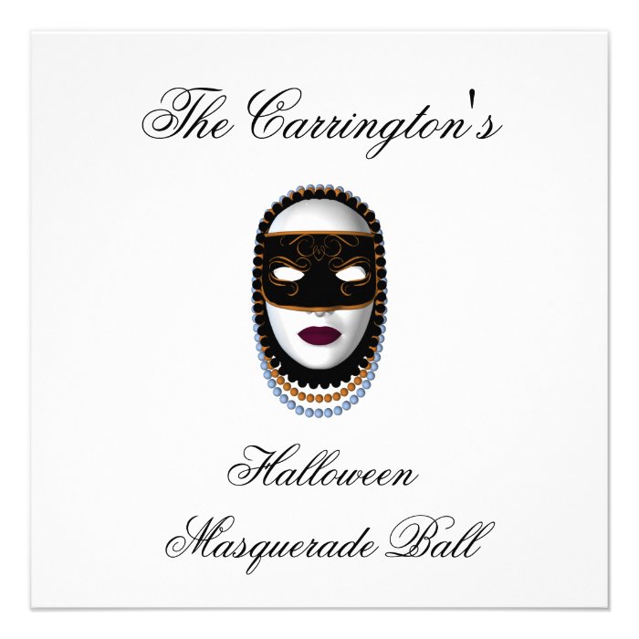 Halloween Masquerade Ball   Black/Gold Mask Custom Invite