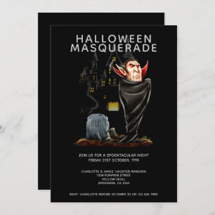 Halloween Masquerade Count Dracula and Grave Invitation