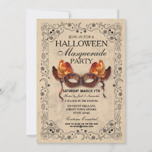 Halloween Masquerade Mask Ball Gothic Invitation