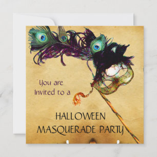 HALLOWEEN MASQUERADE PARTY black blue white Invitation