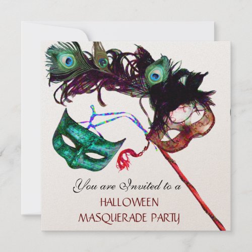 HALLOWEEN MASQUERADE PARTYBlack Gold Metallic Invitation