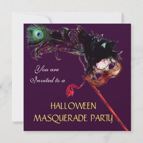 HALLOWEEN MASQUERADE PARTYBlack Purple Gold Invitation