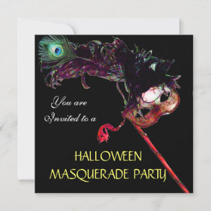 HALLOWEEN MASQUERADE PARTY,Black Purple Invitation
