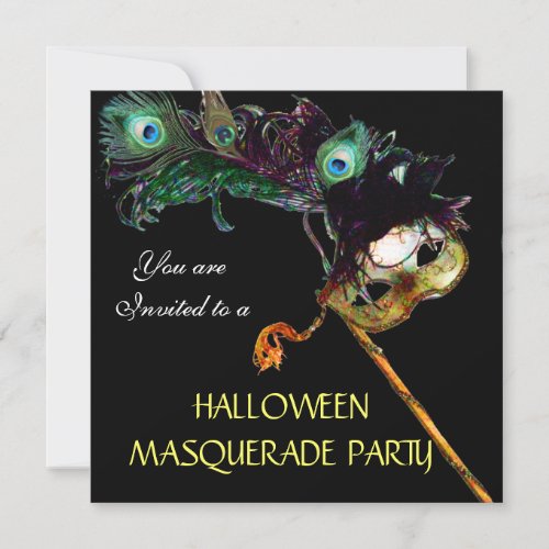 HALLOWEEN MASQUERADE PARTYBlack yellow blue Invitation