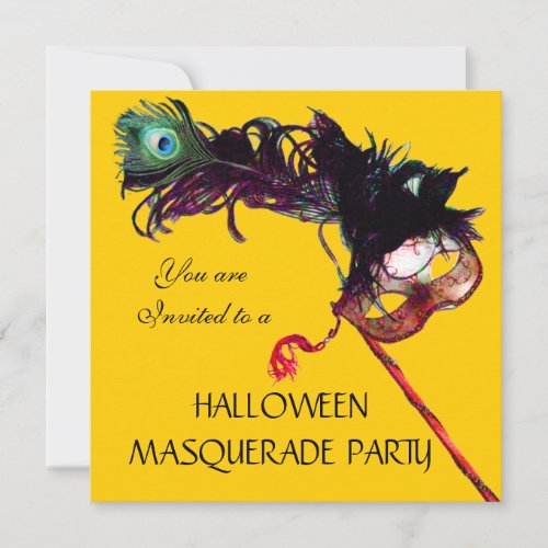 HALLOWEEN MASQUERADE PARTYBlack Yellow Invitation