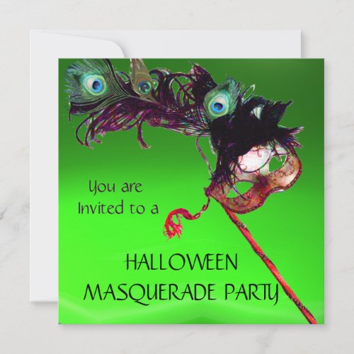 HALLOWEEN MASQUERADE PARTY Green red Invitation