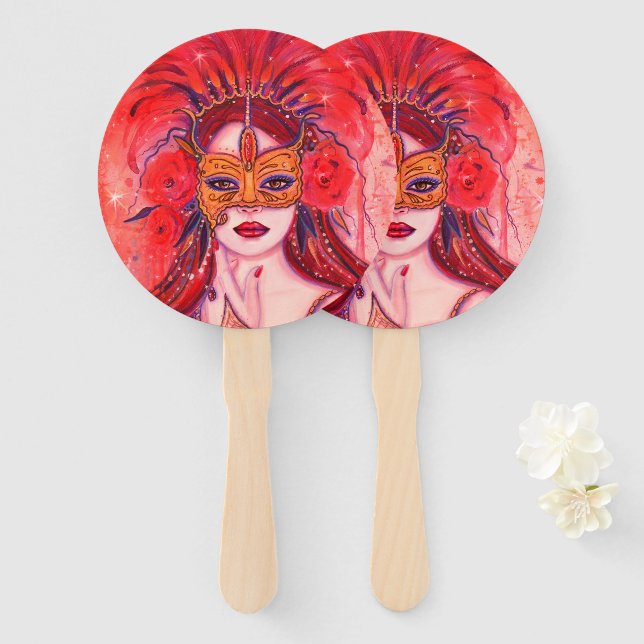 Halloween masquerade party hand fan (Front and Back)
