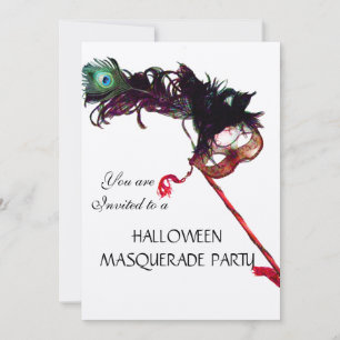 HALLOWEEN MASQUERADE PARTY,metallic silver Invitation