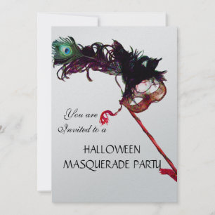 HALLOWEEN MASQUERADE PARTY,metallic silver Invitation