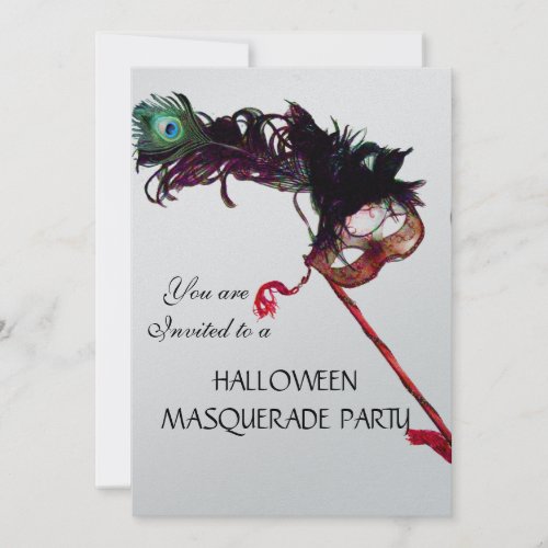 HALLOWEEN MASQUERADE PARTYmetallic silver Invitation