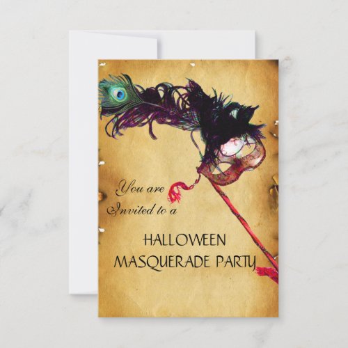 HALLOWEEN MASQUERADE PARTY parchment rsvp Invitation