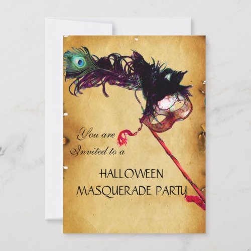 HALLOWEEN MASQUERADE PARTY parchment rsvp Invitation