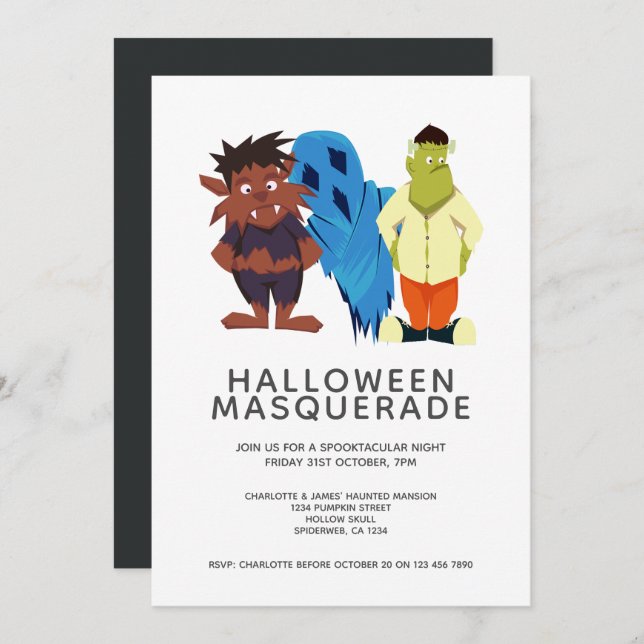Halloween Masquerade Party Personalized Invitation (Front/Back)