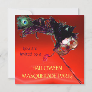HALLOWEEN MASQUERADE PARTY, Red Yellow Orange Invitation