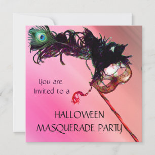 HALLOWEEN MASQUERADE PARTY, Red Yellow silk Invitation