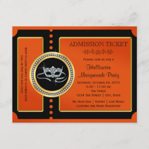 Halloween Masquerade Party Ticket Invitation
