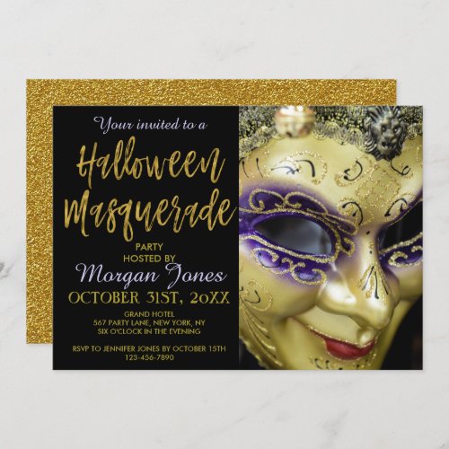 Halloween Masquerade Party with Modern Typography Invitation