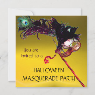 HALLOWEEN MASQUERADE PARTY, Yellow Orange Invitation