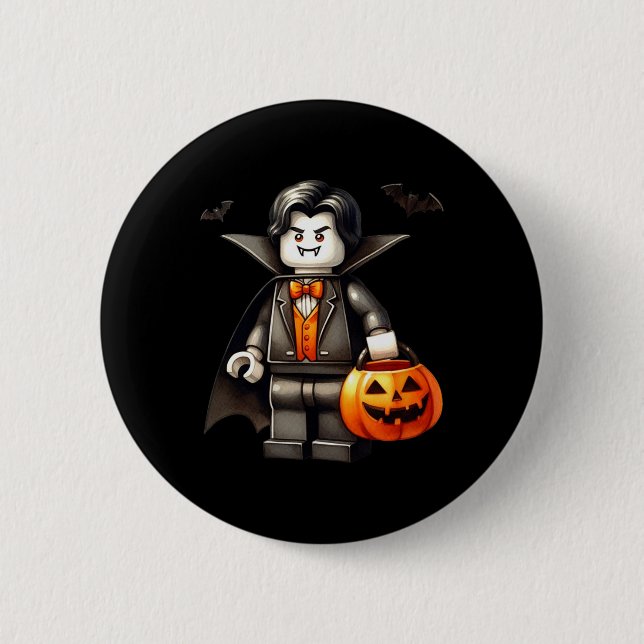 Halloween Master Builder Vampire Kids Building Blo Button (Front)