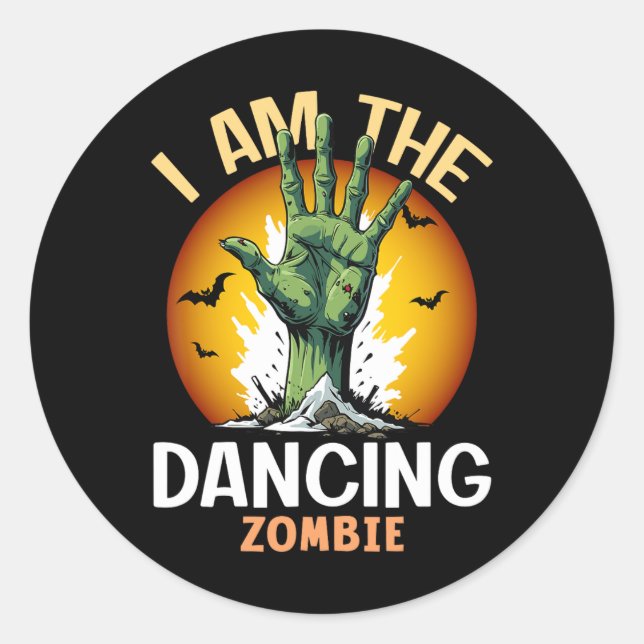 Halloween Matching Dancing Zombie Costume  Classic Round Sticker (Front)