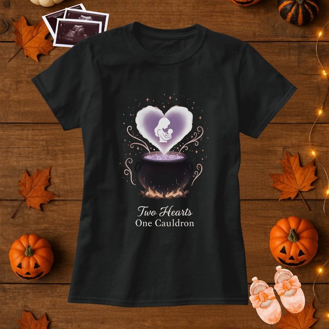 Halloween Maternity Two Hearts One Cauldron  T-Shirt (Creator Uploaded)