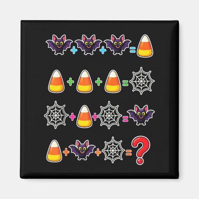 Halloween Math Bat Candy Corn Elementary School Magnet (Front)
