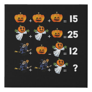 Halloween Math Equations for Math Teachers Faux Canvas Print