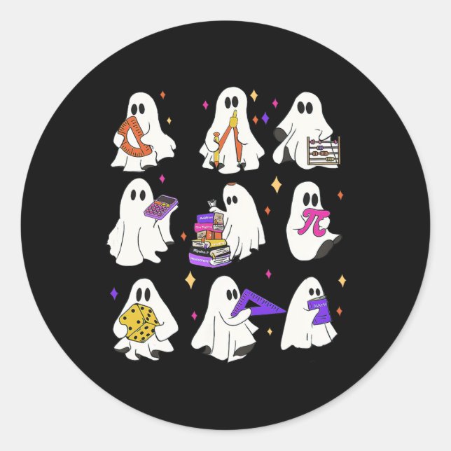 Halloween Math Teacher  Classic Round Sticker (Front)