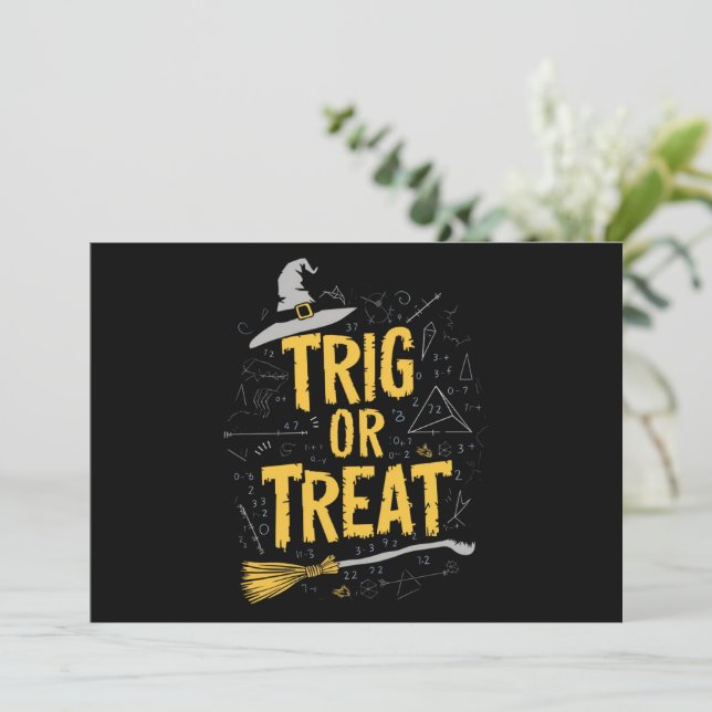 Halloween Math Teacher Trig Or Treat School  Invitation (Standing Front)
